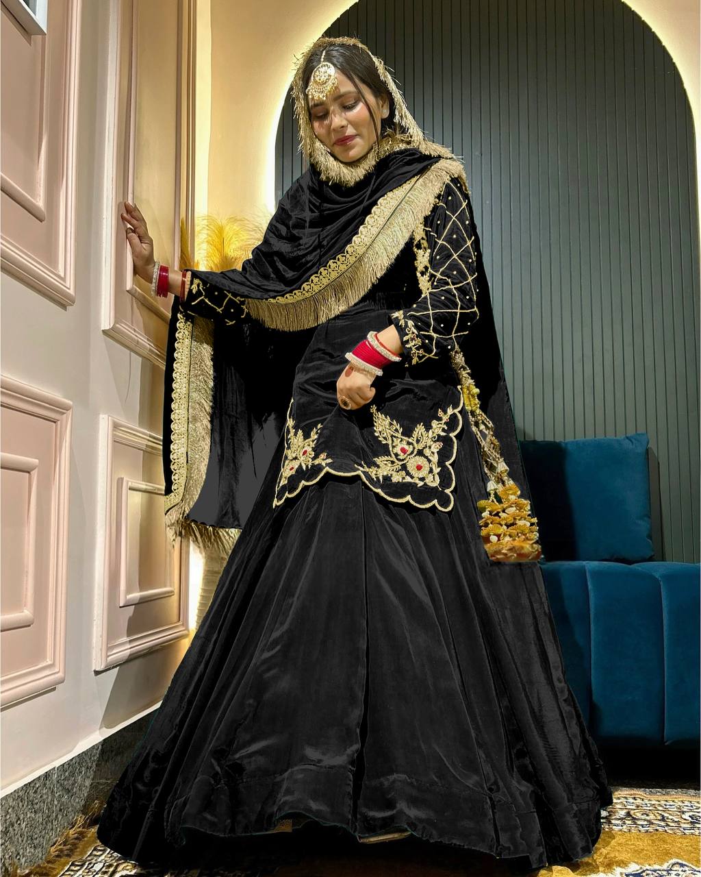 Deep Maroon Heritage Flared Silhouette